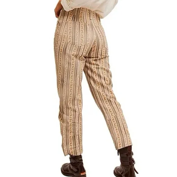 We The Free Super Sonic Stripe Print Low Rise Slim Utility Pants Grey Combo - Picture 3 of 10